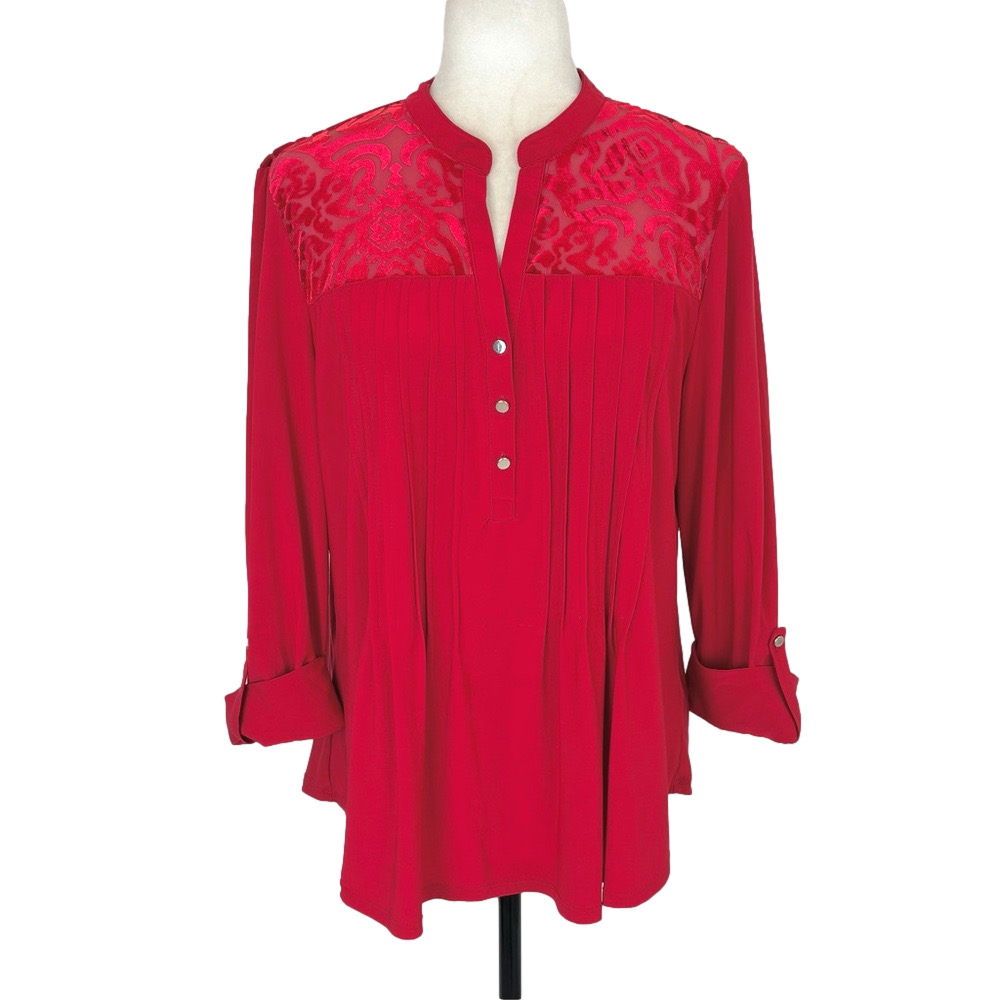 Cocomo red burnout velvet blouse
